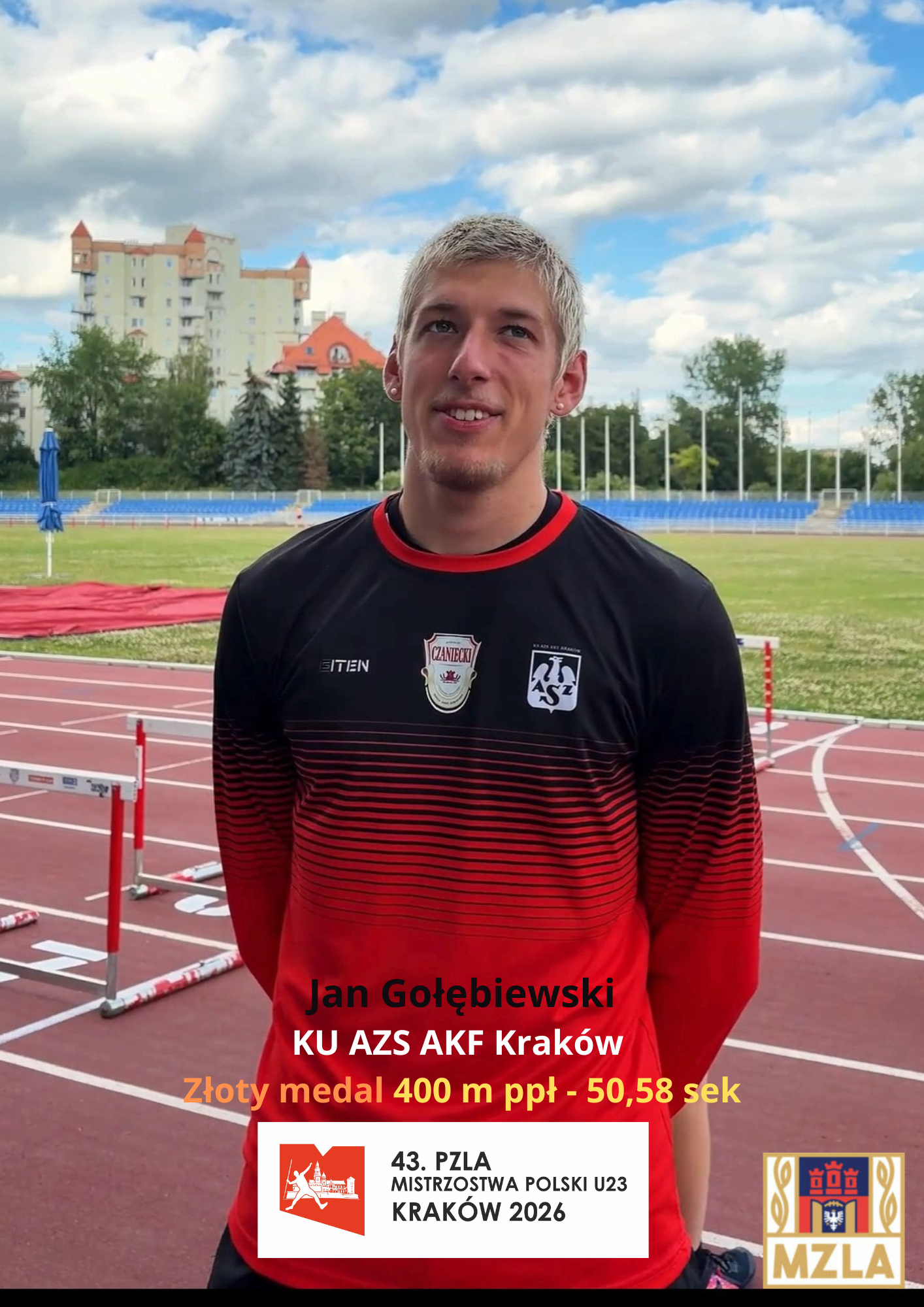 Jan Gołębiewski KU AZS AKF Kraków Złoty medal 400 m ppł – 50,58 sek